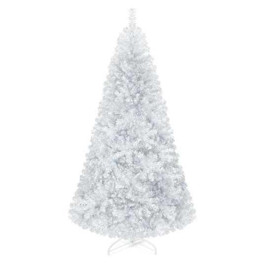 7.5 Ft Hinged Unlit Tinsel Christmas Tree, Silver Christmas Tree Silver at Gallery Canada