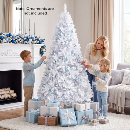 Sapin de Noël en lamé métallisé non éclairé à charnières de 7,5 pi, argent