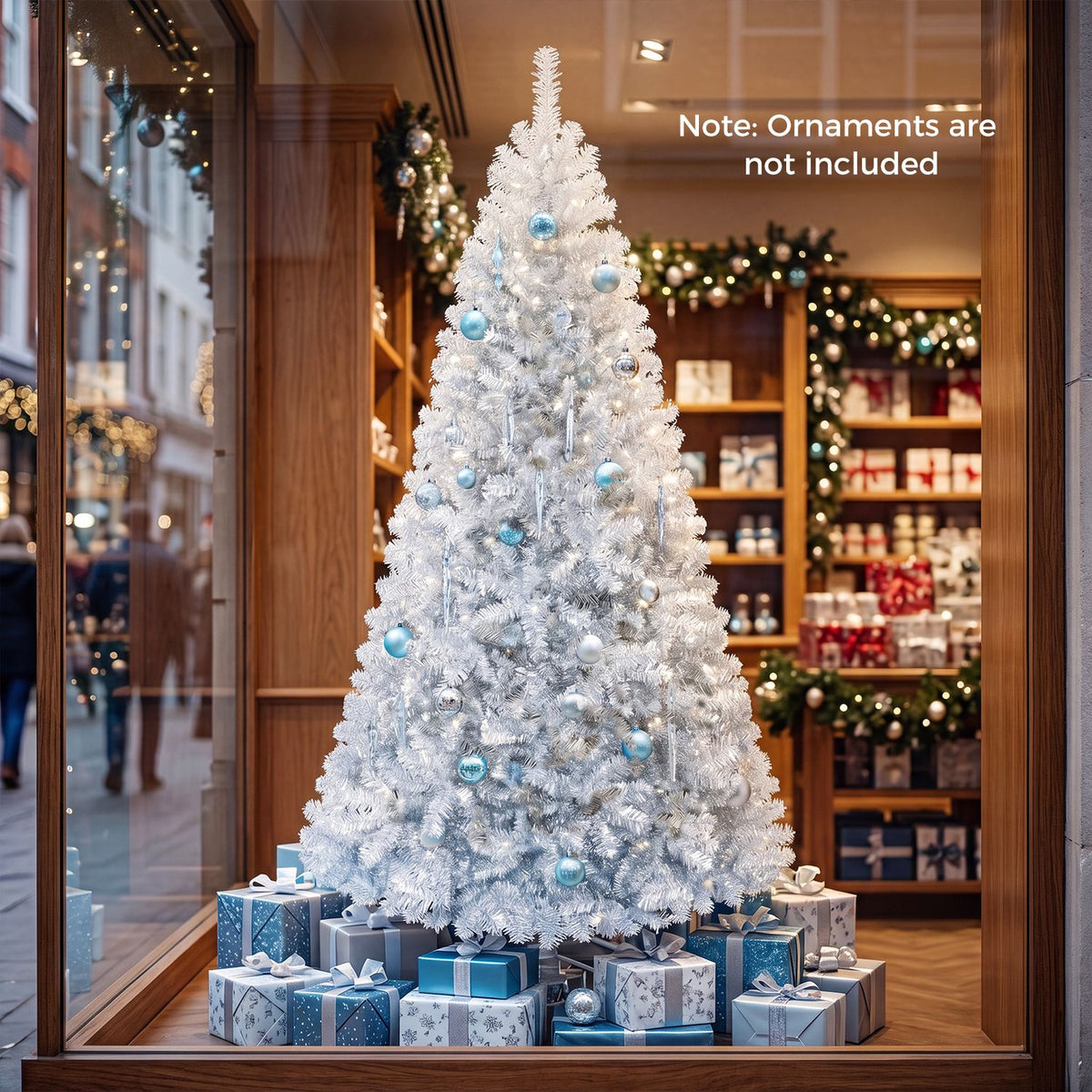 Sapin de Noël en lamé métallisé non éclairé à charnières de 7,5 pi, argent
