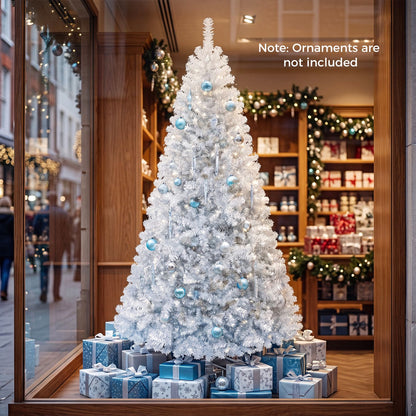 Sapin de Noël en lamé métallisé non éclairé à charnières de 7,5 pi, argent