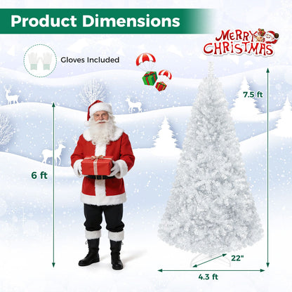 Sapin de Noël en lamé métallisé non éclairé à charnières de 7,5 pi, argent
