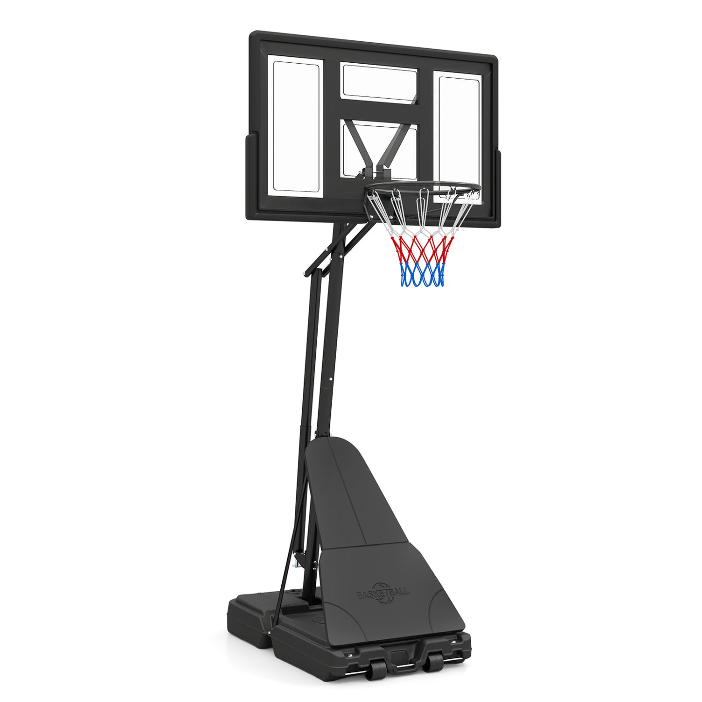 7.7-10 FT Tool-Free Height Adjustable Basketball System Sport Equipments Black at Gallery Canada