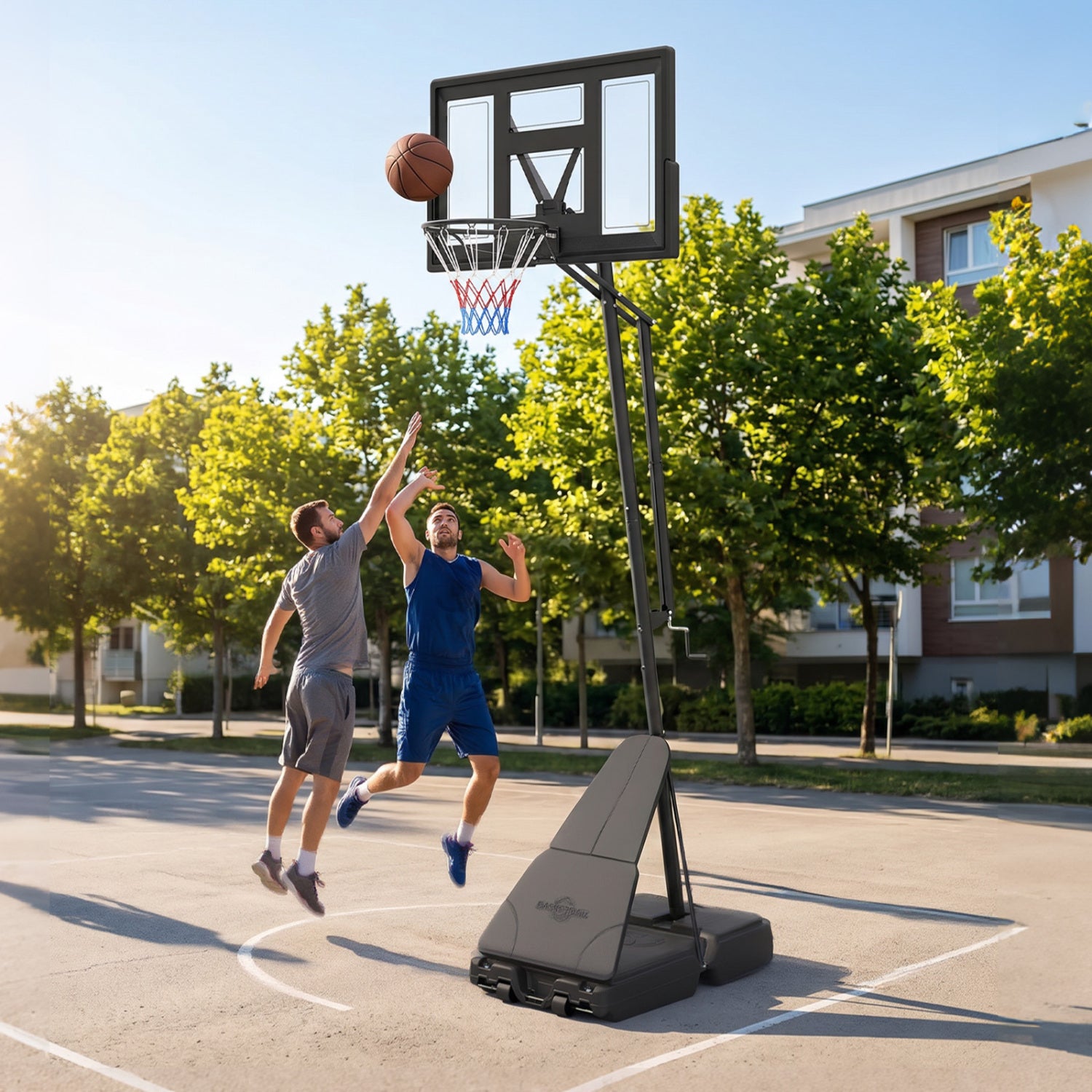 7.7-10 FT Tool-Free Height Adjustable Basketball System Sport Equipments at Gallery Canada