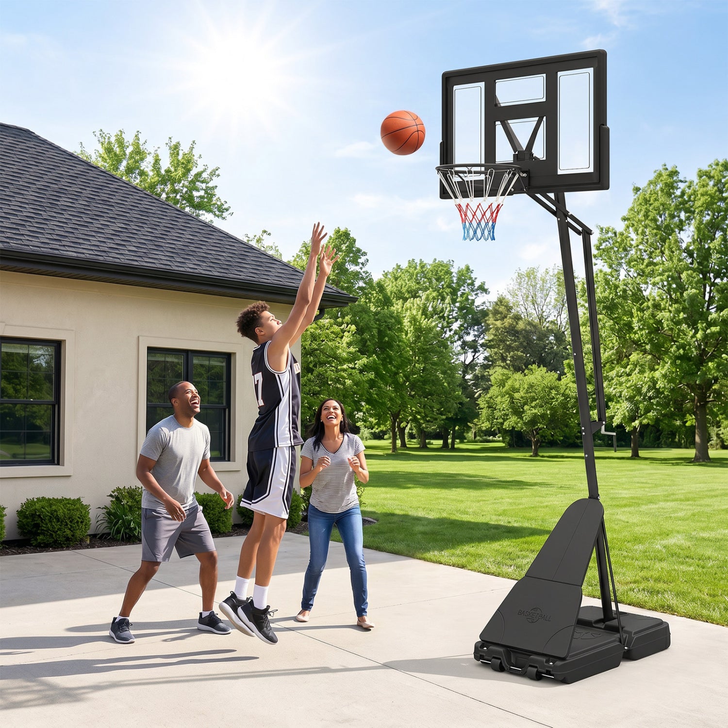 7.7-10 FT Tool-Free Height Adjustable Basketball System Sport Equipments at Gallery Canada