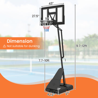 7.7-10 FT Tool-Free Height Adjustable Basketball System Sport Equipments at Gallery Canada