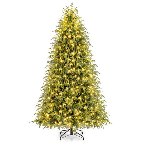 7.5 Feet Pre-Lit Artificial Christmas Tree, Hinged Faux Xmas Tree