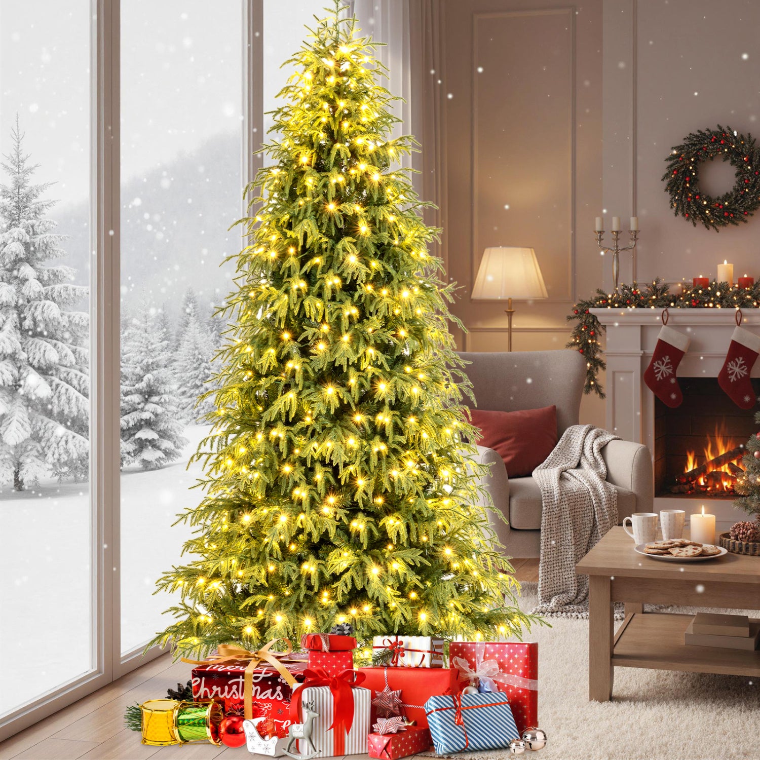 Pre-Lit Artificial Christmas Tree, Hinged, 8 Feet, Faux Christmas Tree at Gallery Canada