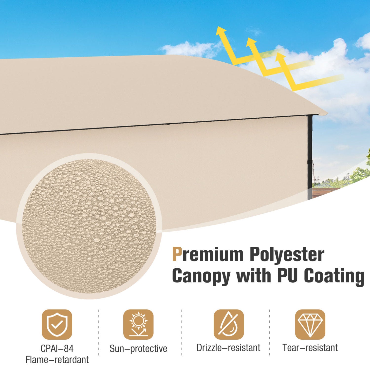 7.8 x 4.4 FT Outdoor BBQ Canopy with Shelves, Beige Canopies at Gallery Canada