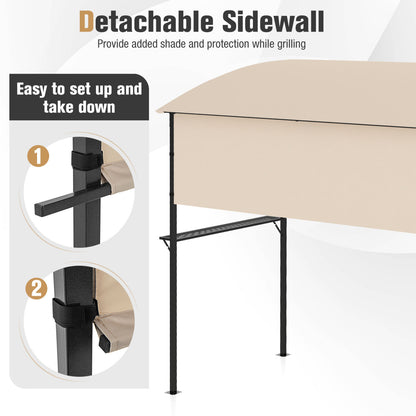 7.8 x 4.4 FT Outdoor BBQ Canopy with Shelves, Beige Canopies at Gallery Canada