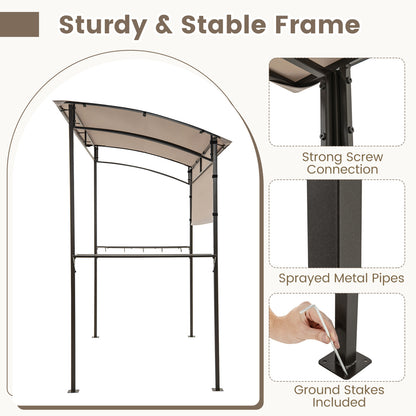 7.8 x 4.4 FT Outdoor BBQ Canopy With Shelves & Bottle Openers, Brown Canopies at Gallery Canada