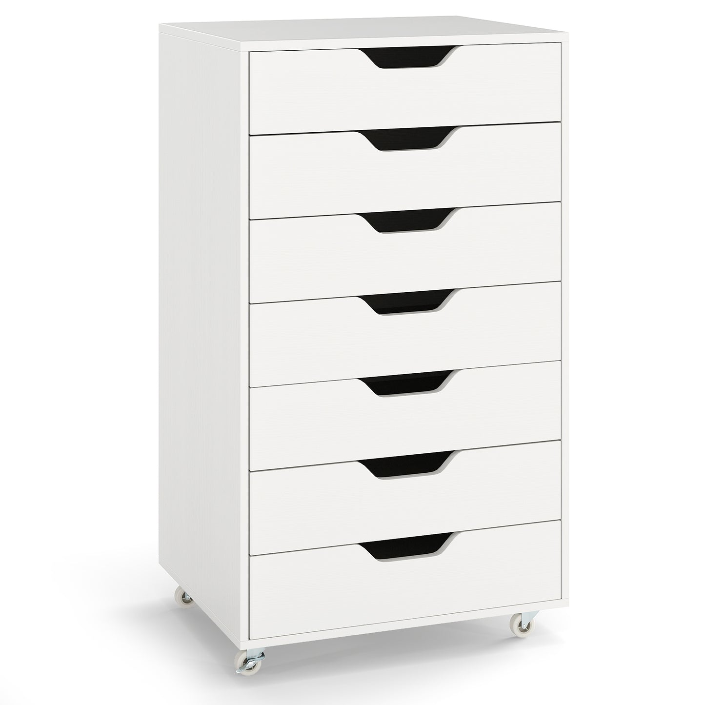 7-Drawer Chest Storage Dresser Floor Cabinet Organizer with Wheels, White File Cabinets White at Gallery Canada