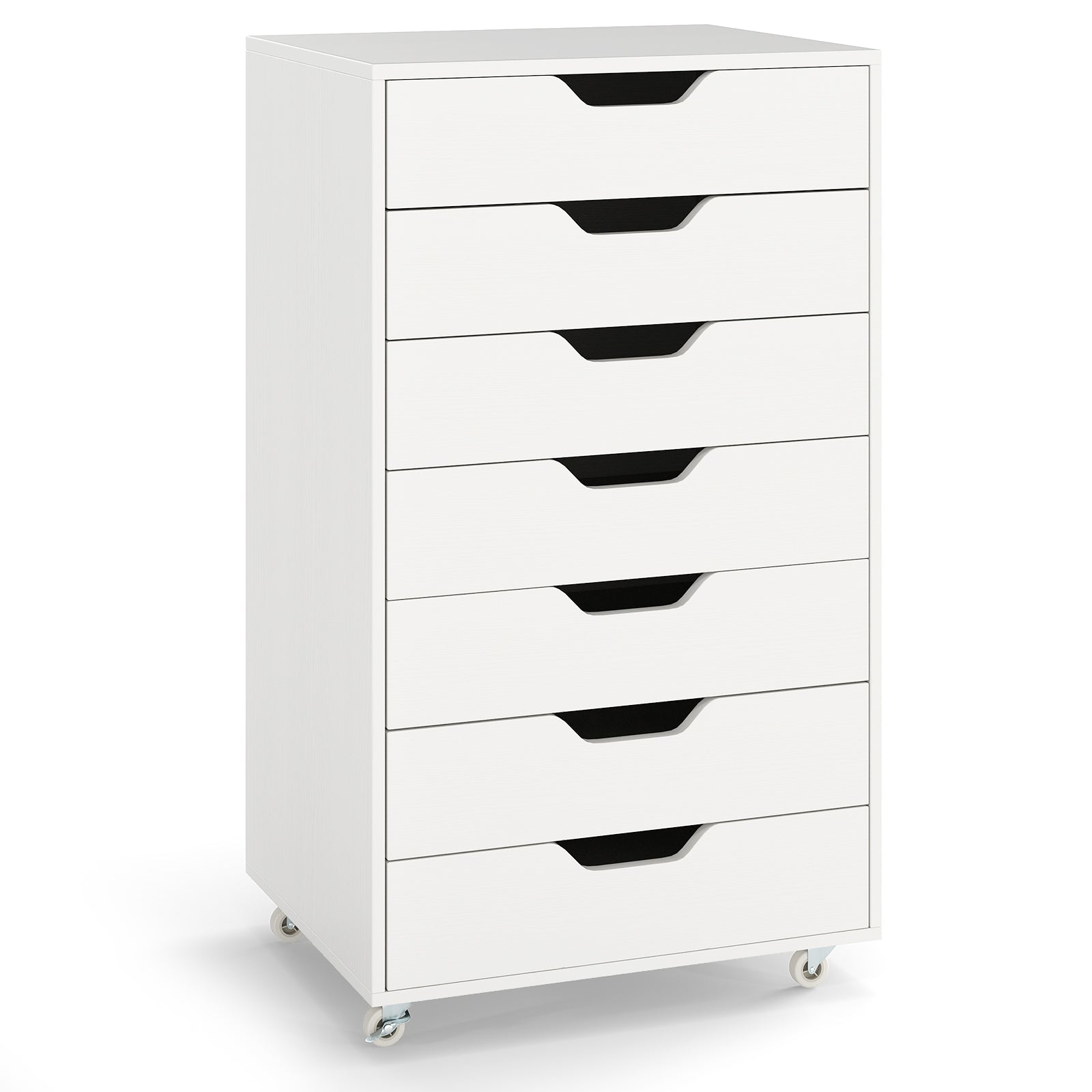7-Drawer Storage Dresser, With Wheels, White File Cabinets White at Gallery Canada
