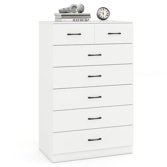 7-Drawer Tall Dresser, Metal Handles, Anti-Tipping Kits, White Dressers & Chests White at Gallery Canada