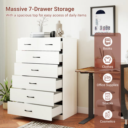 7-Drawer Tall Dresser, Metal Handles, Anti-Tipping Kits, White Dressers & Chests at Gallery Canada