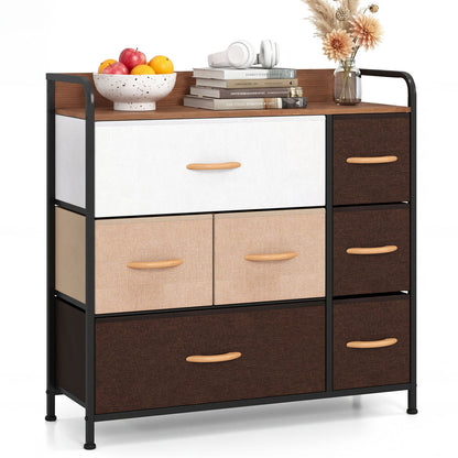 7 Drawer Tower Dresser, Steel Frame, Wooden Top, Multicolor Dressers & Chests Multicolor at Gallery Canada
