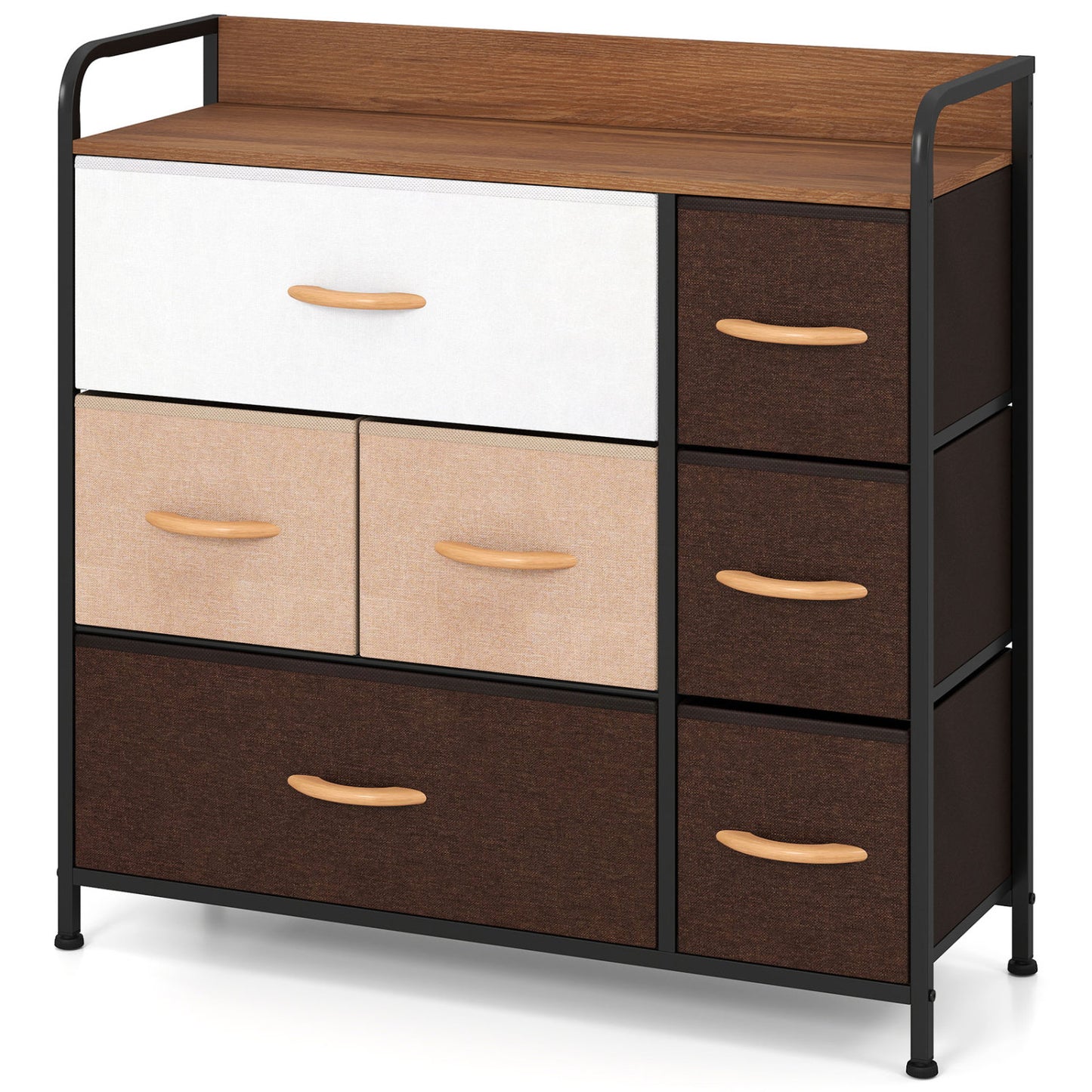 7 Drawer Tower Dresser, Steel Frame, Wooden Top, Multicolor Dressers & Chests at Gallery Canada