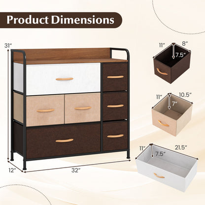 7 Drawer Tower Dresser, Steel Frame, Wooden Top, Multicolor Dressers & Chests at Gallery Canada