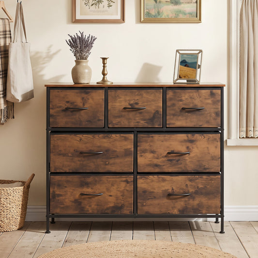 7-Drawer Wide Dresser, Folding Fabric Drawers, Rustic Brown Dressers & Chests Rustic Brown at Gallery Canada