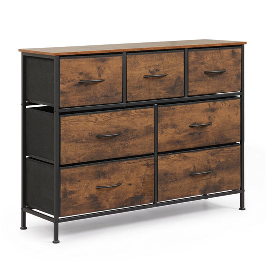 7-Drawer Wide Dresser, Folding Fabric Drawers, Rustic Brown Dressers & Chests Rustic Brown at Gallery Canada