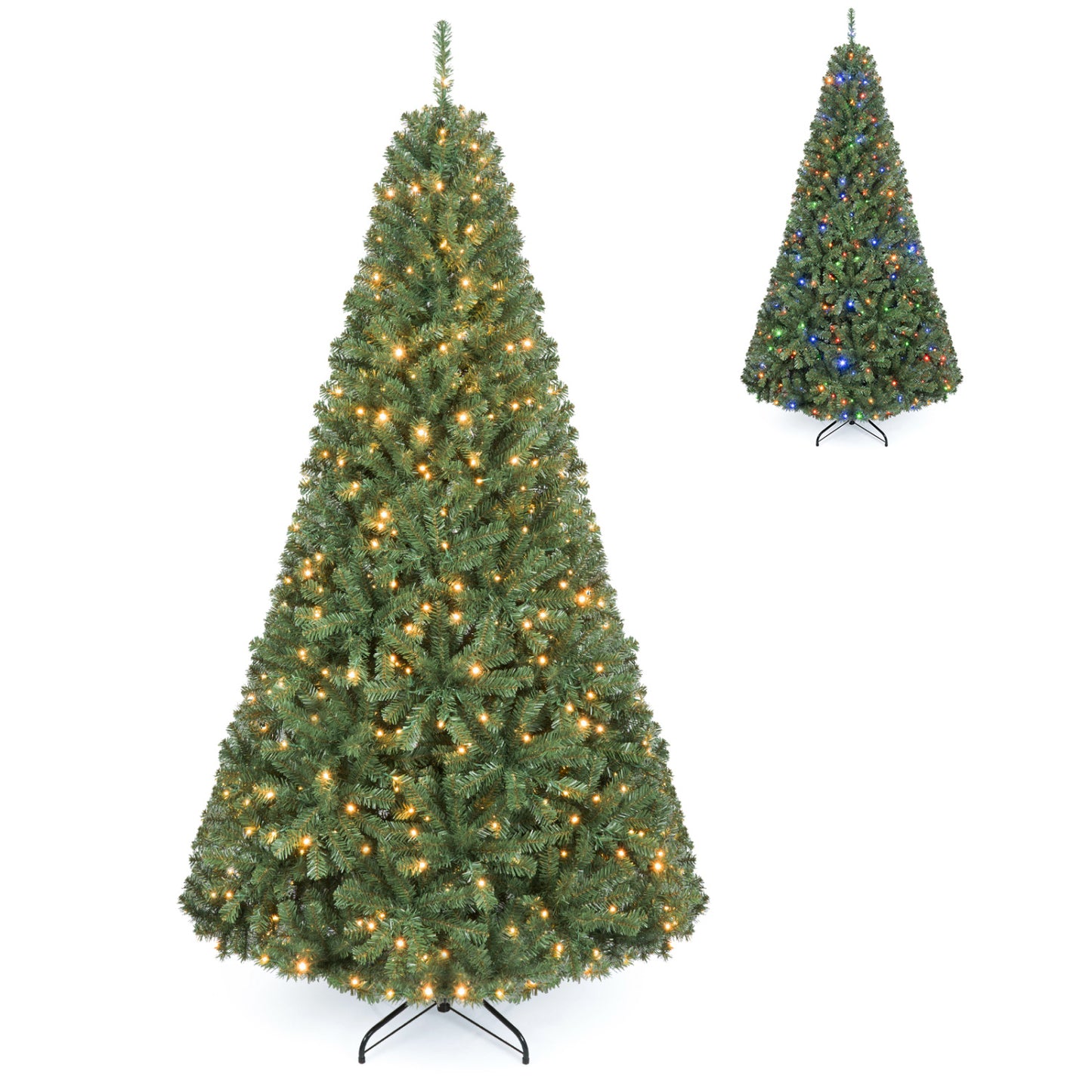 Sapin de Noël de 7 pi avec support pliable, 2 couleurs d'éclairage