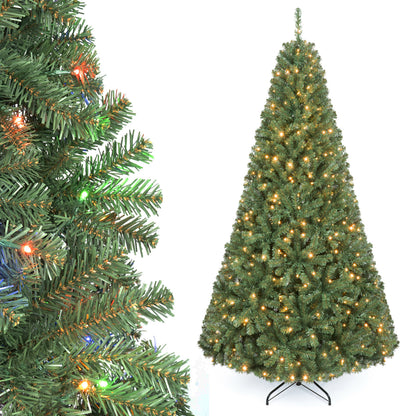 Sapin de Noël de 7 pi avec support pliable, 2 couleurs d'éclairage