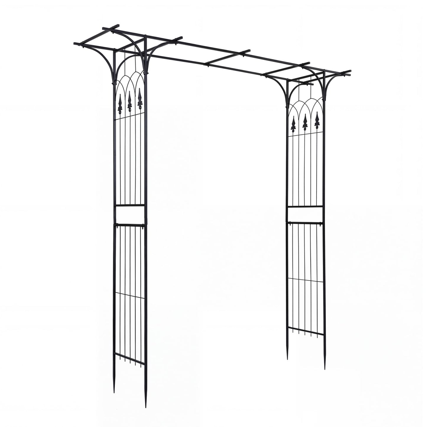 Garden Arch Arbor 7 FT, Flat Top for Climbing Plants Outdoor Decor Black at Gallery Canada