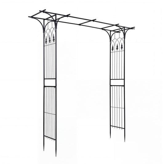 Garden Arch Arbor 7 FT, Flat Top for Climbing Plants Outdoor Decor Black at Gallery Canada