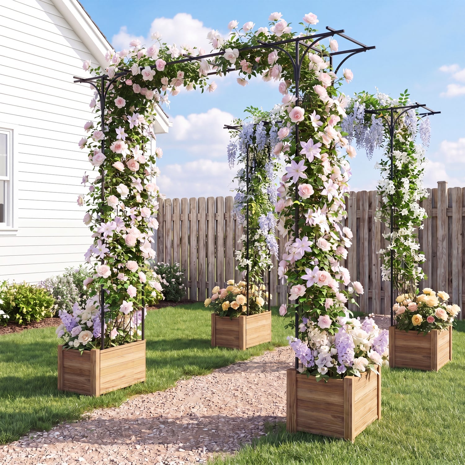 Garden Arch Arbor 7 FT, Flat Top for Climbing Plants Outdoor Decor at Gallery Canada