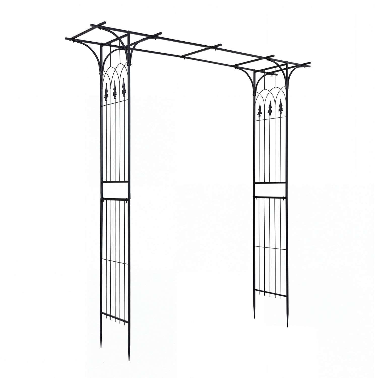 Garden Arch Arbor 7 FT, Flat Top for Climbing Plants Outdoor Decor Black at Gallery Canada