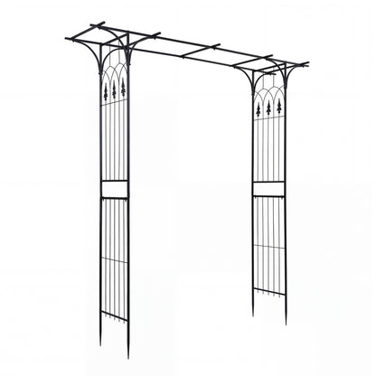 Garden Arch Arbor 7 FT, Flat Top for Climbing Plants Outdoor Decor Black at Gallery Canada