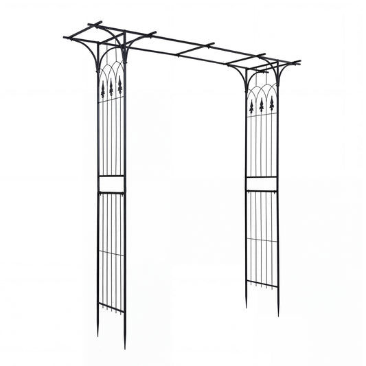Garden Arch Arbor 7 FT, Flat Top for Climbing Plants Outdoor Decor Black at Gallery Canada