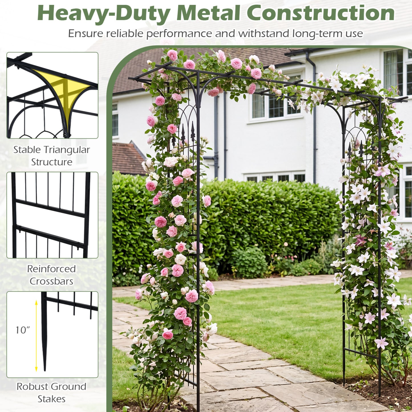 Garden Arch Arbor 7 FT, Flat Top for Climbing Plants Outdoor Decor at Gallery Canada