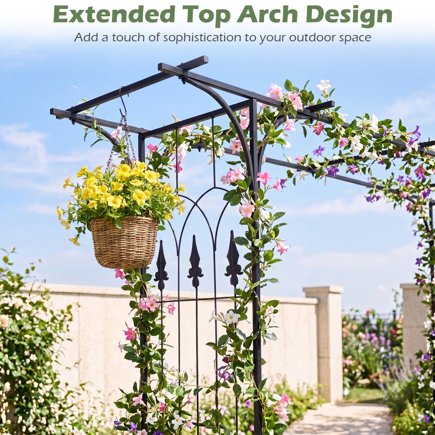 Garden Arch Arbor 7 FT, Flat Top for Climbing Plants Outdoor Decor at Gallery Canada
