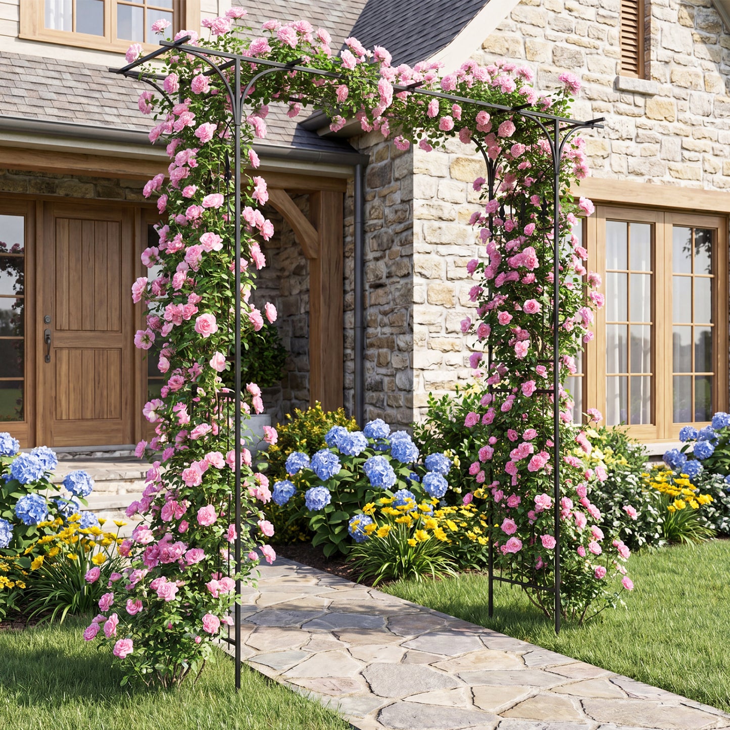 Garden Arch Arbor 7 FT, Flat Top for Climbing Plants Outdoor Decor at Gallery Canada