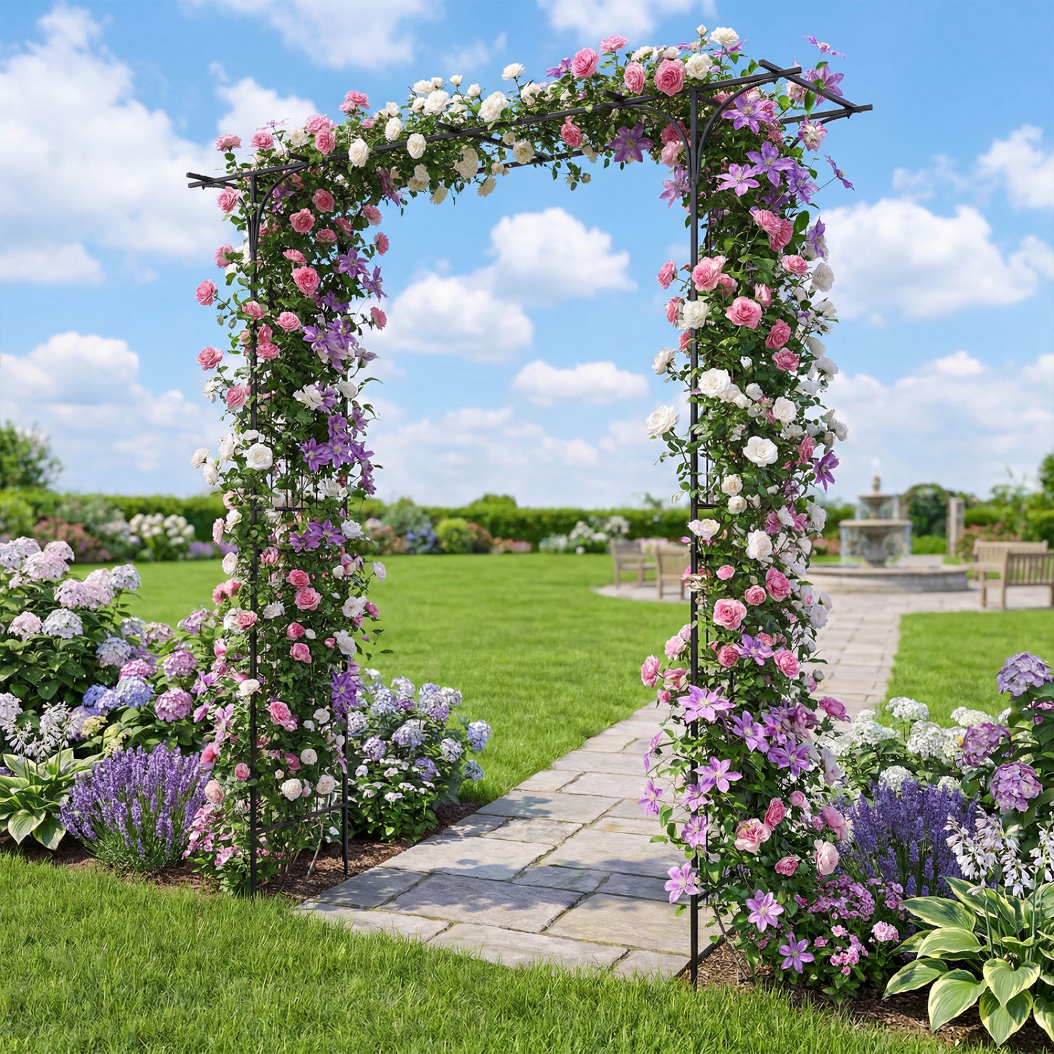 Garden Arch Arbor 7 FT, Flat Top for Climbing Plants Outdoor Decor at Gallery Canada