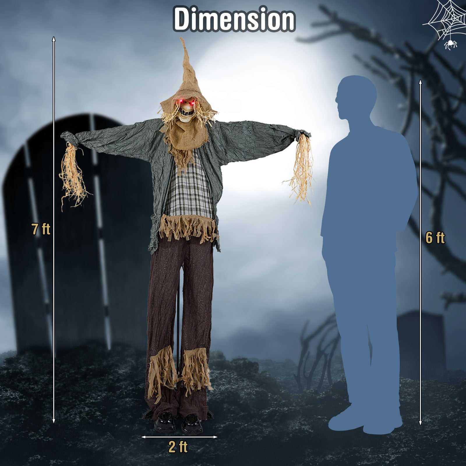 7 FT Animated Scary Scarecrow With Light-Up Eyes, Halloween Decoration Halloween at Gallery Canada