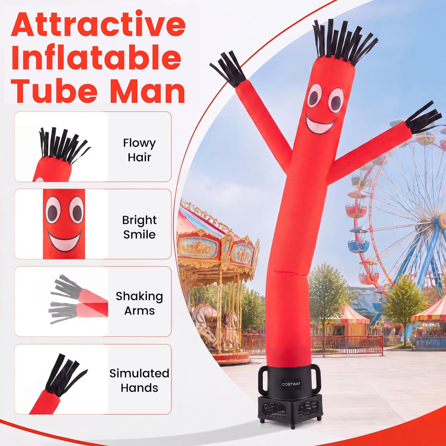 7 FT Inflatable Tube Man with Blower, Black