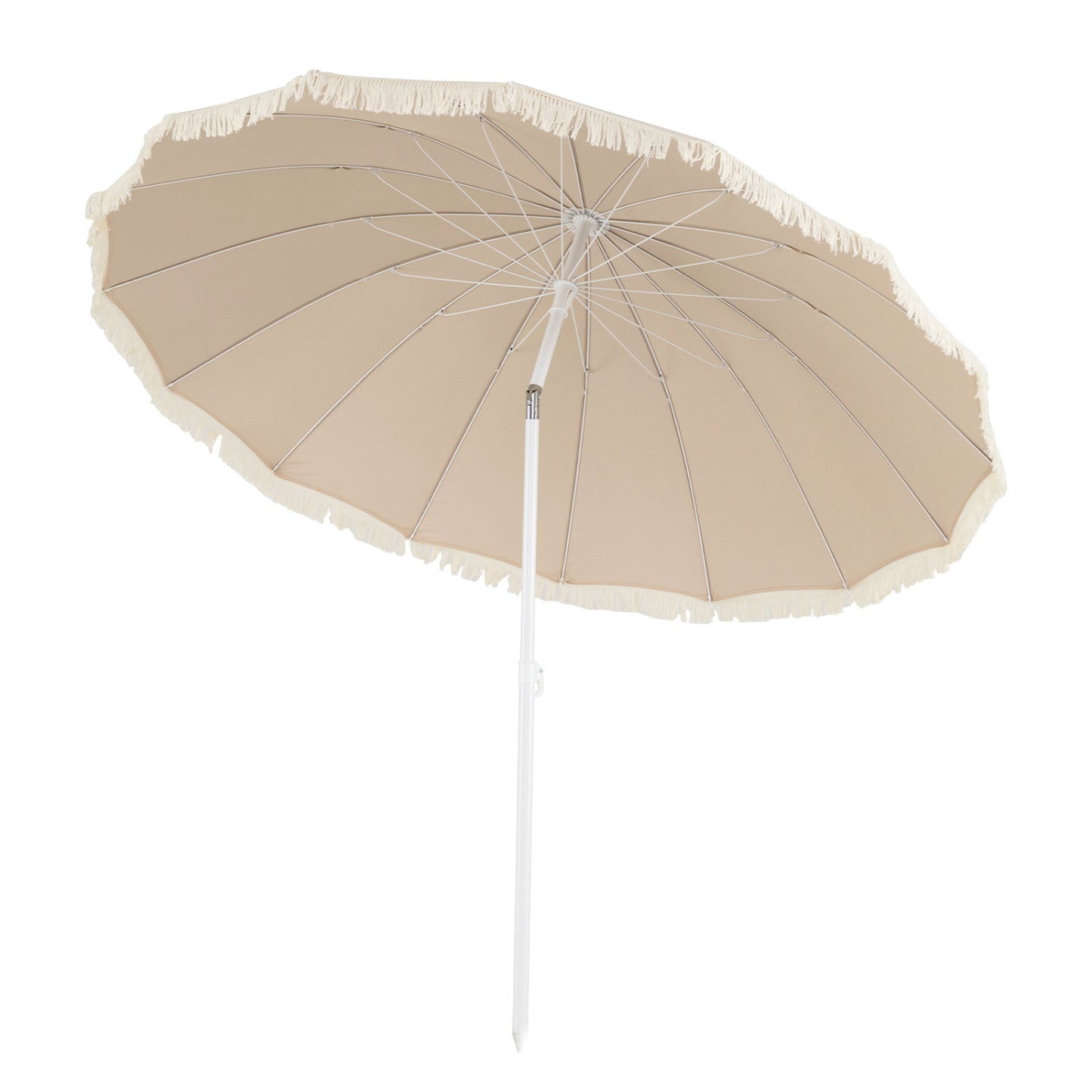 7 FT Patio Umbrella, Fringe Tassel Outdoor Beach Garden Poolside, Beige Outdoor Umbrellas Beige at Gallery Canada