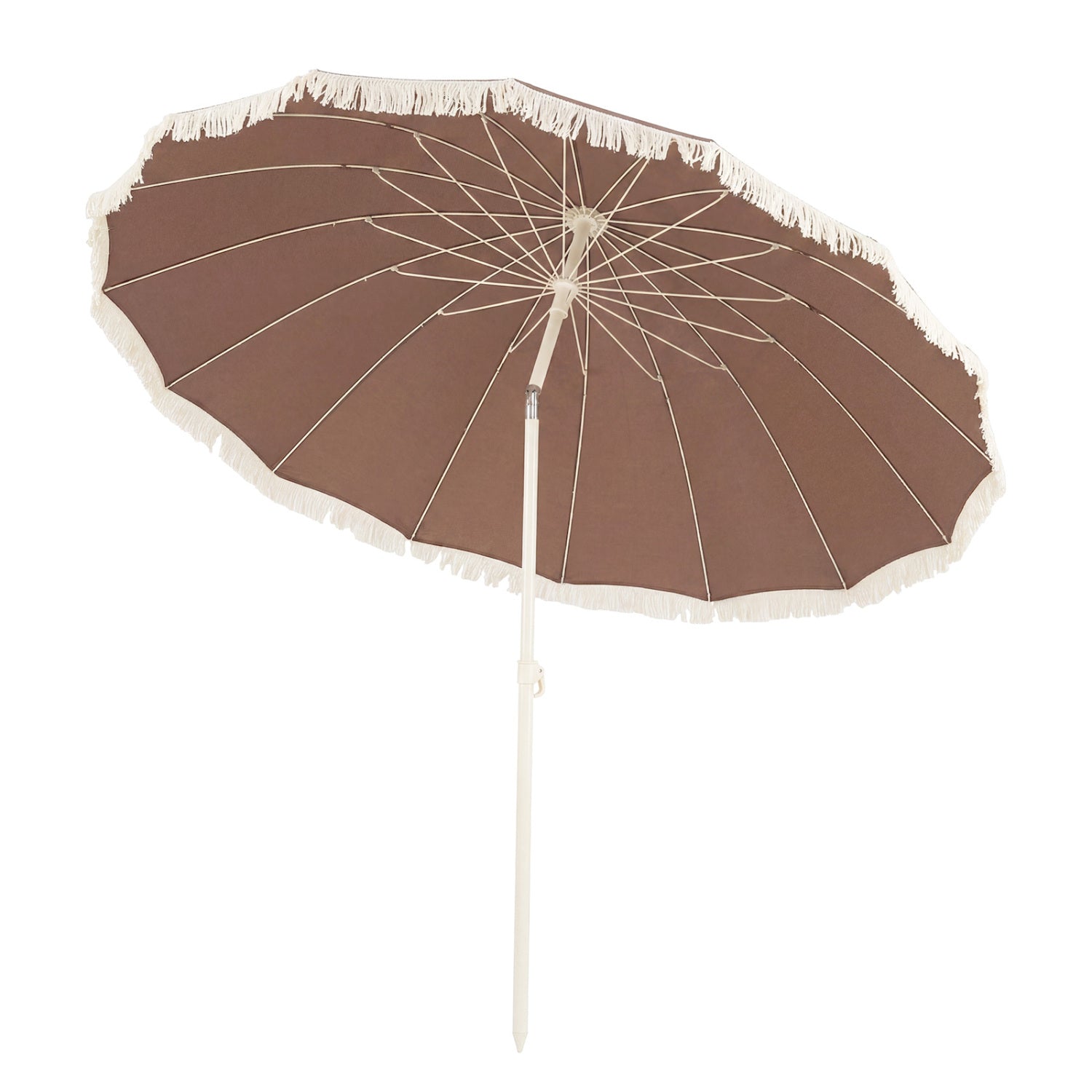 7 FT Patio Umbrella, Fringe Boho Tassel, Outdoor Beach Garden Poolside, Brown Outdoor Umbrellas Brown at Gallery Canada