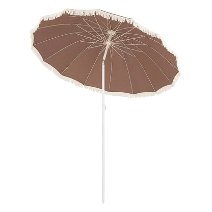7 FT Patio Umbrella, Fringe Boho Tassel, Outdoor Beach Garden Poolside, Brown Outdoor Umbrellas at Gallery Canada