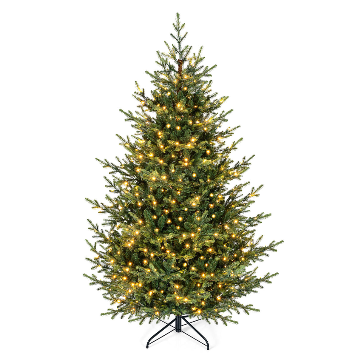 Sapin de Noël artificiel pré-éclairé de 7 pieds, 340 lumières LED blanc chaud, vert