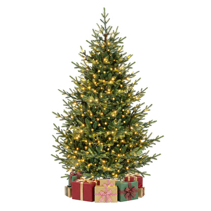 Sapin de Noël artificiel pré-éclairé de 7 pieds, 340 lumières LED blanc chaud, vert