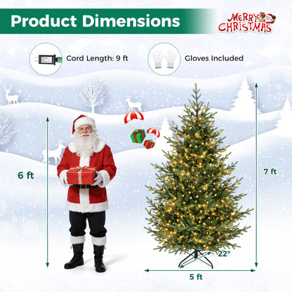 Sapin de Noël artificiel pré-éclairé de 7 pieds, 340 lumières LED blanc chaud, vert