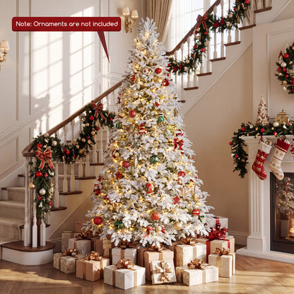 Sapin de Noël artificiel pré-éclairé de 7 pieds, LED blanc chaud multicolore, blanc