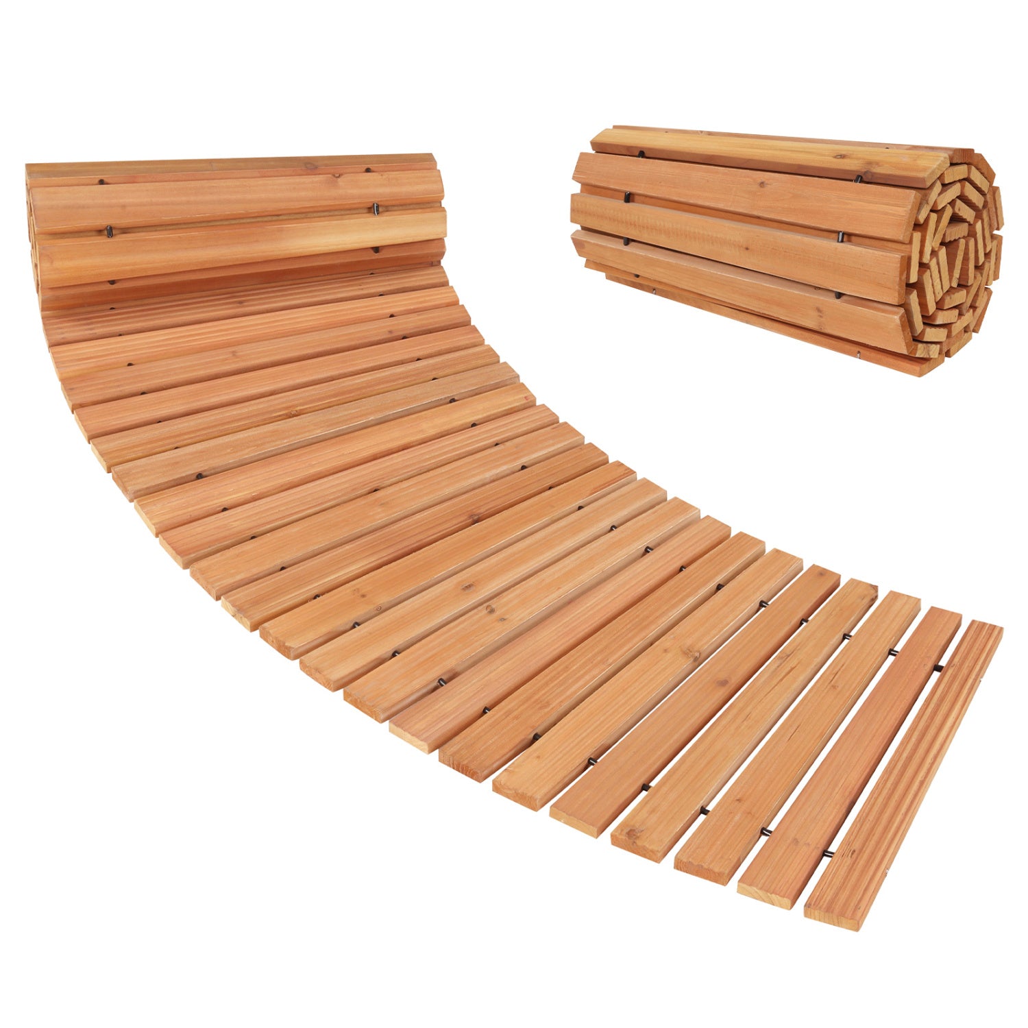 7 FT Wooden Garden Pathway, Anti-Slip Surface, Natural Decorative Fencing & Flooring Natural at Gallery Canada