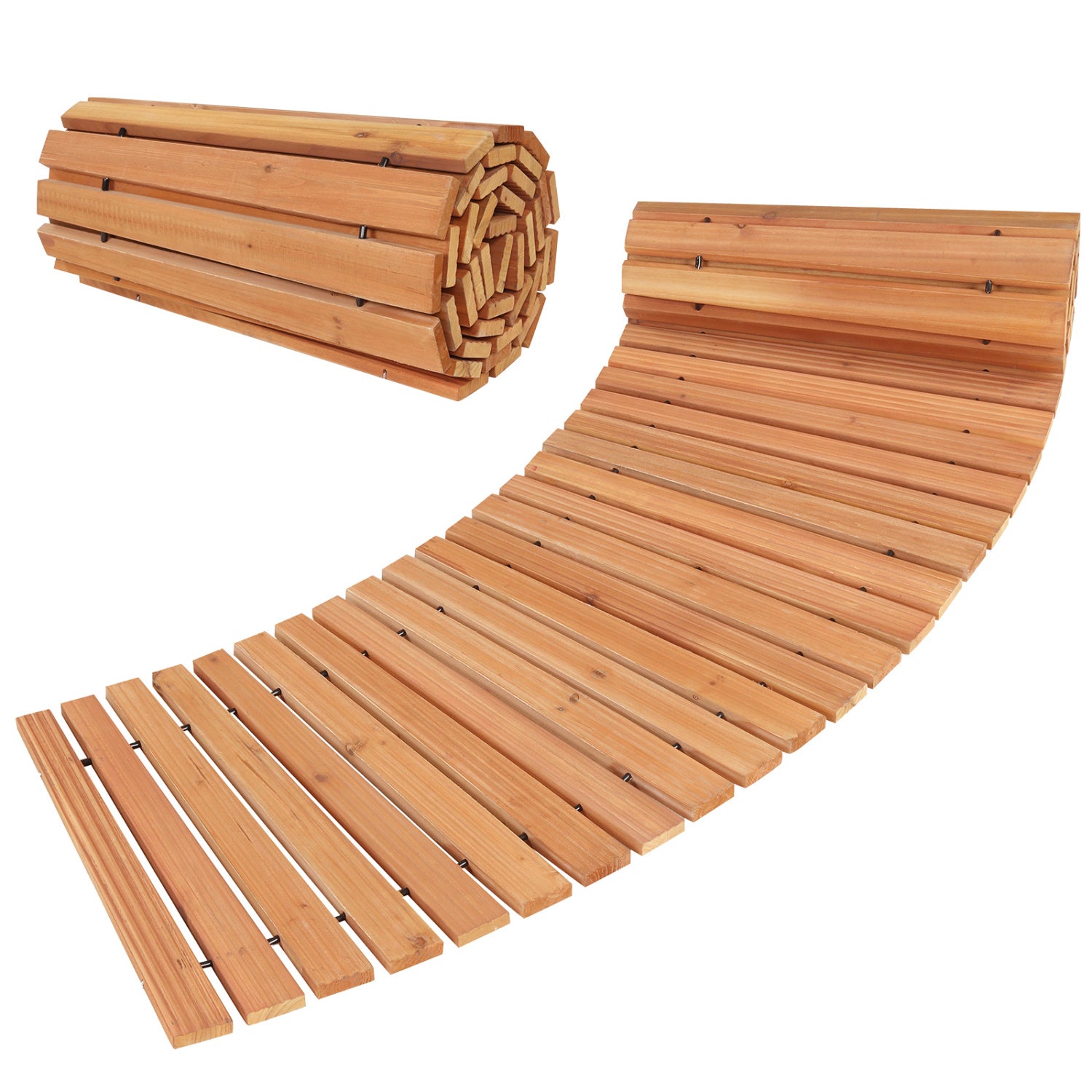 7 FT Wooden Garden Pathway, Anti-Slip Surface, Natural Decorative Fencing & Flooring Natural at Gallery Canada
