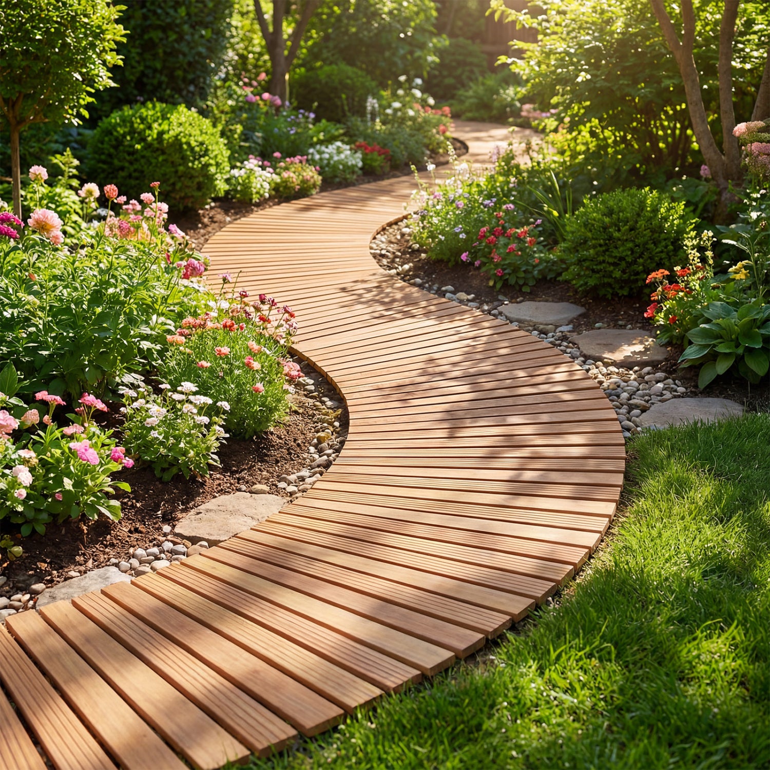 7 FT Wooden Garden Pathway, Anti-Slip Surface, Natural Decorative Fencing & Flooring at Gallery Canada