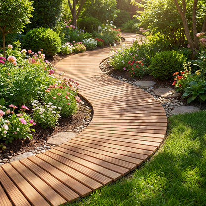 7 FT Wooden Garden Pathway, Anti-Slip Surface, Natural Decorative Fencing & Flooring at Gallery Canada