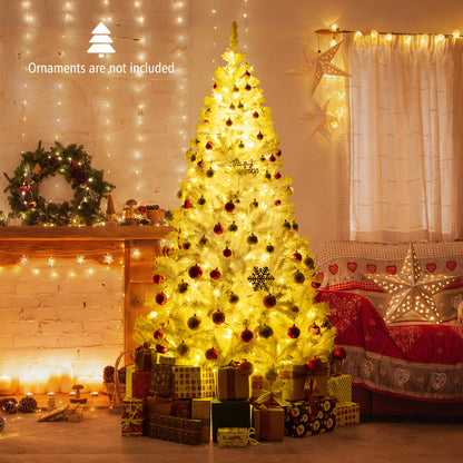 7 Feet Artificial Christmas Tree Hinged Pre-Lit Xmas Tree with 11 Lighting Modes, White Christmas Tree at Gallery Canada