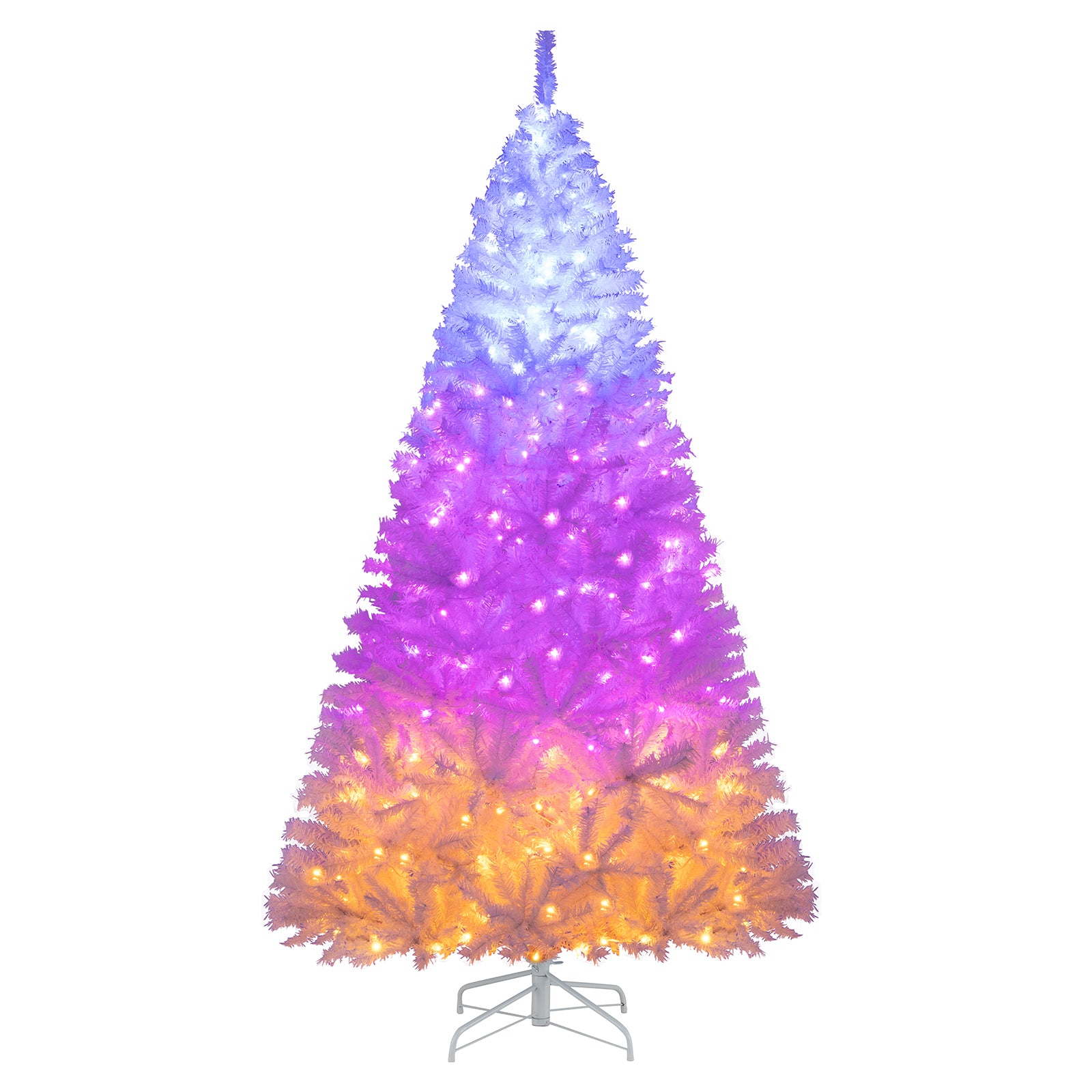 7 Feet Pre-Lit Artificial Christmas Tree, Hinged, 11 Lighting Modes, White Christmas Tree at Gallery Canada